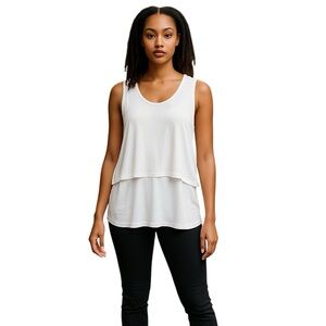 Theory White Sleeveless Layered Tank Top | size large